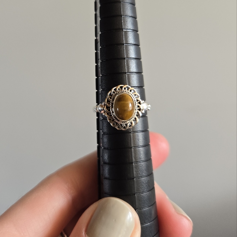 Amber Sterling Silver Ring 728